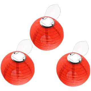 Yeehliny Solar Lampions außen Wetterfest 30cm Lampingions Lampion Solar Outdoor IP55 Wasserdicht Solarlaterne Hängende Nylon Laterne für Garten, Balkon, Hof, Hochzeit, Party Deko (3pcs/Rot)