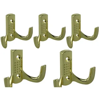 Ms Beschläge - 5er Pack Kleiderhaken Ausführung Gold Optik Mantelhaken Garderobenhaken Metall
