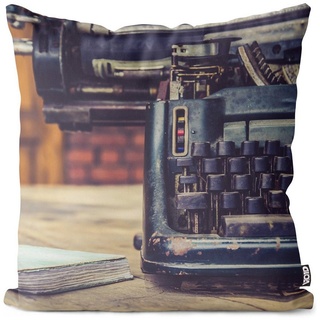 Kissenbezug, VOID (1 Stück), Vintage Schreibmaschine Buchstaben schreib-maschine jahrgang alt retr bunt 80 cm x 80 cm