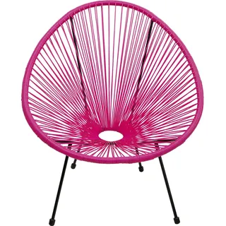 Kare Design Sessel Acapulco, Pink, Indoor Outdoor Stuhl Retro-Design | Gartenstuhl, Relaxsessel, Lounge-Möbel für Balkon, Garten, Terrasse, Schwarzes Stahlgestell, 85x73x78 cm (HxBxT)