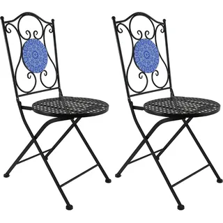Hti-Living Gartenstuhl 2er-Set 39 x 53 x 92,5 cm schwarz