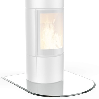 BIJON Glasplatte Rundbogen für Kaminofen mit Dichtlippe, Glasbodenplatte - Funkenschutzplatte Glas mit Facettenschliff, Kamin Hitzeschutz, ESG Sicherheitsglas 100 x 100 cm x 6mm