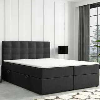 m-punkt24 Boxspringbett Prag 180 x 200 cm H3 Schwarz/Grau