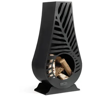 CookKing Gartenkamin Lima Schwarz - Feuertonne & Feuerstelle für entspannte Abende - Feuersäule Outdoor - Terrassenkamin und Gartenkamin - Hochwertiger Stahl - 50x33x108 cm