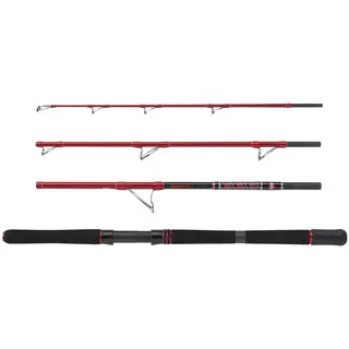 Penn Squadron III Reiseboot-Spinnrute, Angelrute, Meeresangeln, Salzwasserangeln, salzwasserfeste Komponenten, ideal für Dorsch, Pollack, Heilbutt und mehr, Unisex, Rot, 2,10 m, 150–400 g