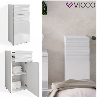 VICCO Badschrank FREDDY weiß hochglanz Badezimmer Badregal Midischrank