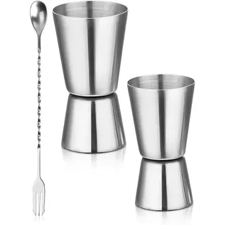 MYGLOAR 2 Stück Cocktail Messbecher,Edelstahl Barmaß, Dual Gin Messbecher,4cl & 5cl Dual Spirit Measure Cup Jigger, Präzise Skala, cl Cocktail für Bars Zuhause