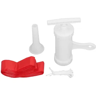 Wurstfüller Set, Manueller Wursthersteller mit Wursthüllen, Lebensmittelechter Kunststoff, Hitzebeständig, Einfach zu Reinigen, Vielseitiges Küchenzubehör zum Selbermachen von Wurst, Rot