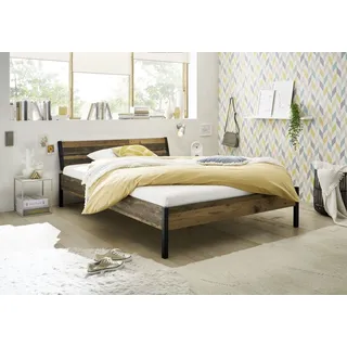Pol-Power Marseille Futonbett Holzwerkstoff Dekorfolie Old Style dunkel 140x200 cm - Modernes Jugendzimmer Bett in Optik - 147 x 74 x 216 cm