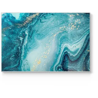 DEQORI Schneidebrett aus Glas | groß 30x20 cm | Motiv Meer aus Marmor | Design Schneideplatte für Küche | Frühstücksbrett antibakteriell & rutschfest | Glasplatte & Servierplatte