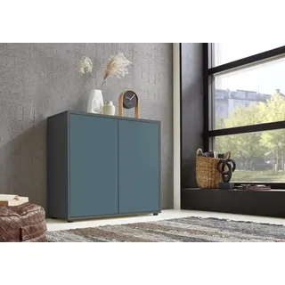 moebel-dich-auf Schuhschrank Ben 4 Kommode Sideboard Türkommode (anthrazit/Petrol)