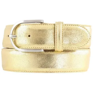 BELTINGER Ledergürtel Damen-Gürtel mit Metall-Optik Echt Leder 4 cm - Leder-Gürtel Metallic- (1-St) goldfarben|silberfarben 95 cm (Gesamtlänge 110 cm)