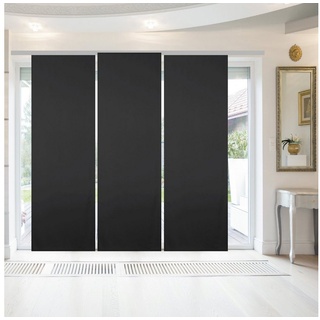 Schiebegardine »Vorhang Ellen«, Bestlivings, Paneelwagen (3 St), blickdicht, Flächenvorhang 60x245cm, Raumteiler inkl. Aufhängung und Gardinenstab schwarz