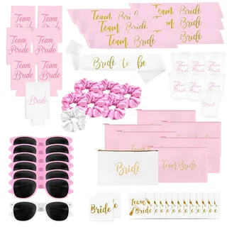 56-teiliges Junggesellinnenabschied-Set für Bräute, Brautparty, Brautjungfern mit Sonnenbrille, Haargummis, Dosenschnürchen, Schärpen, Schnapsgläsern und mehr, Strand- und tropisches Zubehör