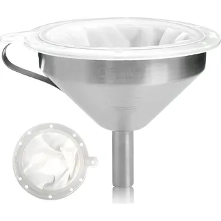 THETHO Edelstahl Trichter aus Abnehmbarem Sieb Trichter aus Edelstahl ø 13cm mit Sieb Küchenprofi Edelstahltrichter mit Siebeinsatz Filter Jam Straining Set Sieb für Wein Milch Saft(200+400 Maschen)