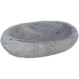 Vogeltränke 'Fluss-Stein', grau, Naturstein, 6 x 20 x 20 cm