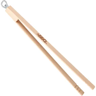Grillzange Holz 48cm - Flaschenöffner integriert für einfaches Servieren auf Party & Buffet - Kochzange aus Holz und Stahl - Buche