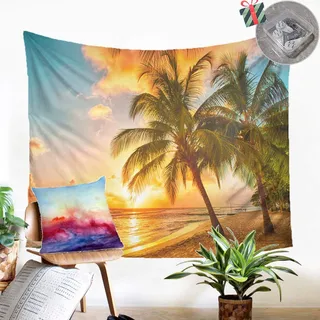 FANSU Tapisserie Wandbehang, 3D Polyester Wandtuch Meditation Yogamatte Strandtuch Böhmischer Mandala Hippie für Schlafzimmer Wohnzimmer Schlafsaal Dekor (130x150cm,Dämmerung)