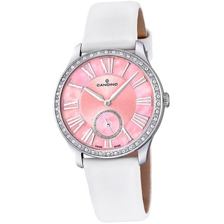 Candino Elegance Leder Quarz Damen Uhr C4596/2 Armband-Uhr Analog weiß D2UC4596/2