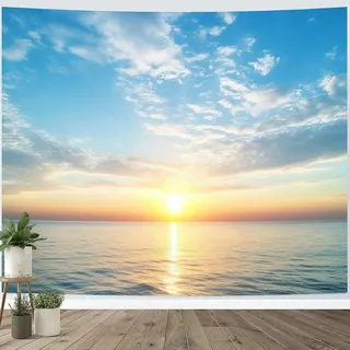 Wandteppich, Motiv: Natürlicher Sonnenuntergang am Meer, 200 x 200 cm
