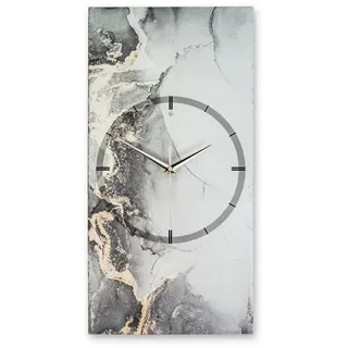 Kreative Feder Wanduhr Designer-Wanduhr aus Stein (Schiefer) mit flüsterleisem Uhrwerk (ohne Ticken; außergewöhnlich & modern; Größe ca. 50x25cm) grau