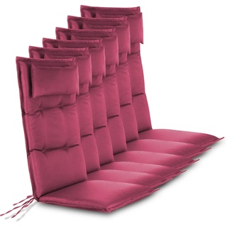 Aspero Hochlehnerauflage 6 Hochlehner Stuhlauflage, (Set), Wasserdicht rot