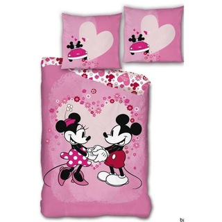 Bettwäsche Minnie und Mickey Maus Bettwäsche Set, Disney Mickey Mouse, Mikrofaser, Deckenbezug 135-140x200 cm Kissenbezug 63x63 cm rosa