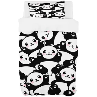 Zomer Bettwäsche 135 x 200 cm Panda Motiv Bettbezug Set 2teilig Weich Mikrofaser Bettwäsche Deckenbezug - 1 Flauschige Bettbezug und 1 Kissenbezug 80x80cm