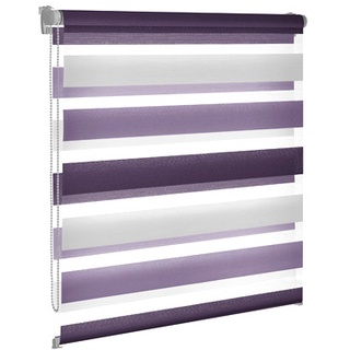 Doppelrollo, Doppel-Rollo, Duolight-Rollo, 3-farbig, Farbe weiss-flieder-violett, blickdicht und transparent, nach Maß gefertigt oder in Standardgroeßen