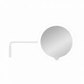 blomus LED-Lichtspiegel -MODO- LED Kosmetikspiegel: Designer LED Spiegel mit 5-fachem Zoom, Dimmbar, 5-fach Zoom, 3000-6000K, Akku, LED Leuchtring, IP44, Schwenkbar weiß 20 cm x 20 cm x 30.5 cm