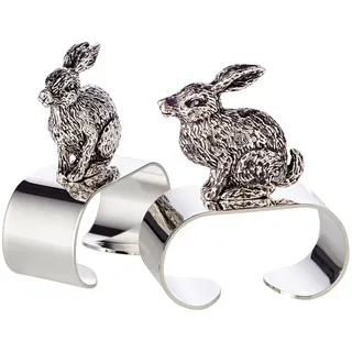 Edzard 2er Satz Serviettenring Hase sitzend edel versilbert, Länge 5 cm),