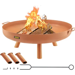 VEVOR Feuerschale 77 cm Durchmesser, 15 cm Tiefe Feuerkorb  28 cm Höhe Kohlenstoffstahl Feuerschale, Gartenfeuer Feuerkorb Feuerstelle mit für Stützbeinen BBQ, Heizung, Terrasse, Lagerfeuer