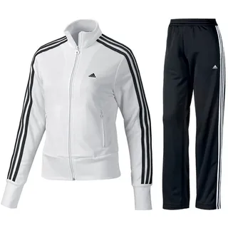 Adidas Damen Trainingsanzug 3 Streifen Jogginganzug  Sportanzug Weiß Schwarz 38