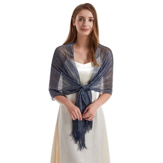 Orbeet Seidenschal Damen Shawl für Brautkleider Abendkleider Elegante Party Weicher Schal blau|silberfarben