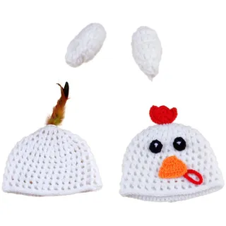 Neugeborenen Fotografie Kostüm 1satz aus Wolle, Weiß, Handgefertigt | Babyszene für Shower, Geeignet für Neugeborene, 1 Satz, Gestrickte Ausführung