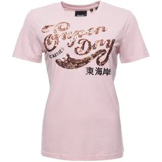 Superdry Damen Script T-Shirt mit Pailletten - 40