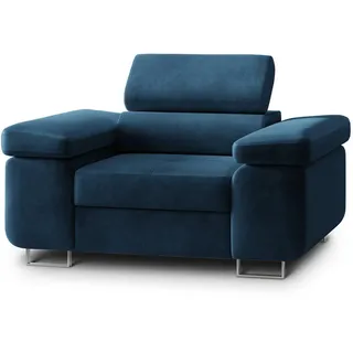 masseno Sessel CALVO Polstersessel 133 x 87 x 98 cm Blau ergonomisch