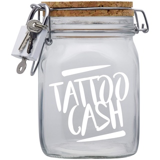 Spardose Tattoo Cash Weiss Geld Geschenk Idee Transparent L