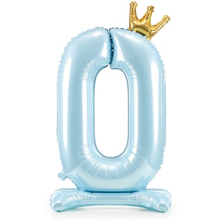 Decoraparty Folienballon mit Zahl 0 Stände in Himmelblau, Folie Ballonblau, für Männlich, Aluminiumfolie, aufblasbar, mit Luft für Party, Geburtstag, Jahrestag, Abschlussfeier, Kinder, Höhe 84 cm