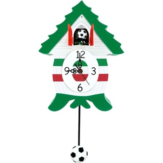 Gift Company Einrichtungsgegenstände Wanduhr CuCu 'Fußball Italien, Kunststoff, weiß/rot/grün, 24 x 10 x 30 cm