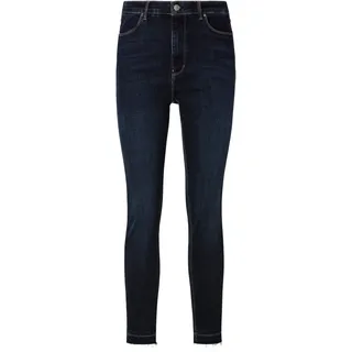 Skinny-fit-Jeans BOSS ORANGE "Maye High Rise Slim Premium Damenmode", Damen, Gr. 30, N-Gr, blau (navy 412), Denim/Jeans, Obermaterial: 82% Baumwolle, 15% Polyester, 3% Elasthan, unifarben, casual, skinny fit, Jeans, mit Logostickerei auf der Tasche