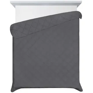 Design91 Tagesdecke Bettüberwurf ALARA5, Gesteppte, zweiseitige Decke 170x210 200x220 220x240 grau 170 cm x 210 cm