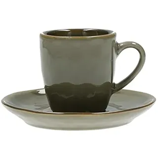 2 teil. Set Espressotasse mit Untertasse Concerto GRIGIO TORTORA/Grau Espresso Tasse italienisch Steinzeug mediterraner Italien Retro Stil 90ml