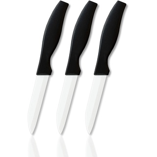 vendify® Premium Keramikmesser 3er Set extrem scharf 16,5 cm lang - Küchenhelfer Messer mit weißer Keramikklinge Universal-Küchenmesser für Obst, Gemüse & Fleisch, Schälmesser aus Keramik