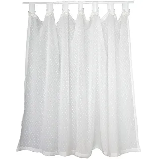 Dsnyu Vorhang Küchenfenster, Kurzgardinen Küche Weiß Baumwolle Scheibengardinen Bistrogardinen mit Pompons und Schmetterlingen 1 Stück B 135 x H 60 cm