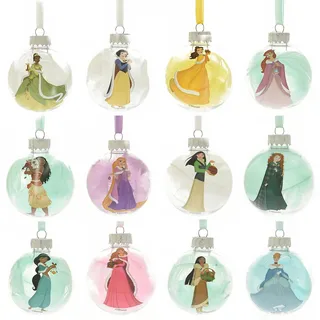 Disney Princess Christbaumschmuck Glaskugeln 60mm Federn Set 12