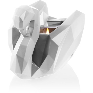CONCRETTE Tischdeko Kerzenständer aus Beton 17 x 11,2 x 14 cm - Weiß Matt Deko Kerzenhalter in Form eines Schwans - Kerzen Ständer - Kerzenstaender