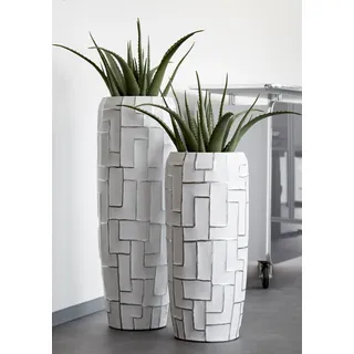 Vase Mara - Samtweiß/Silber - 98 cm