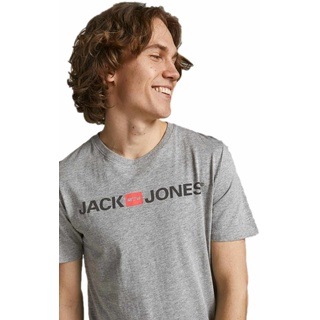 Jack & Jones Slim Fit T-Shirt Corp mit Logo in Light Grey-XL
