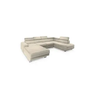 masseno Wohnlandschaft Velours 3-Sitzer Weiß